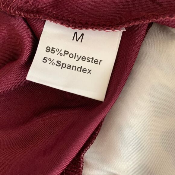 Women’s Burgundy Leopard Trim A-line Midi Dress Size M - Picture 7 of 8